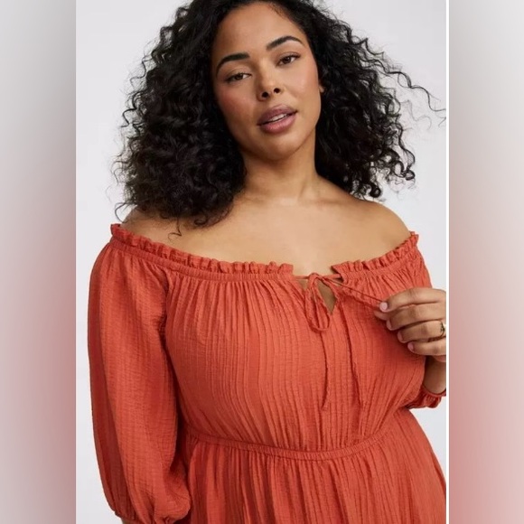 Torrid Textured Viscose Off-Shoulder Maxi Dress - Size 1X - NWT!!! - Picture 9 of 11